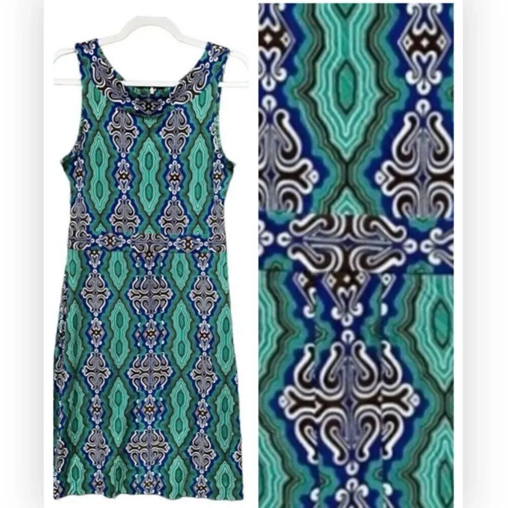 Tory Burch Silk Blue and Green Patterned Mini Dress Small NWT $375